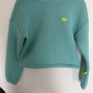 Lacoste Women's Aqua Sweatshirt with Yellow Logo